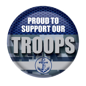 Beistle Proud To Support Our Troops Button- Navy