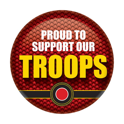 Beistle Proud To Support Our Troops Button- Marines- Red