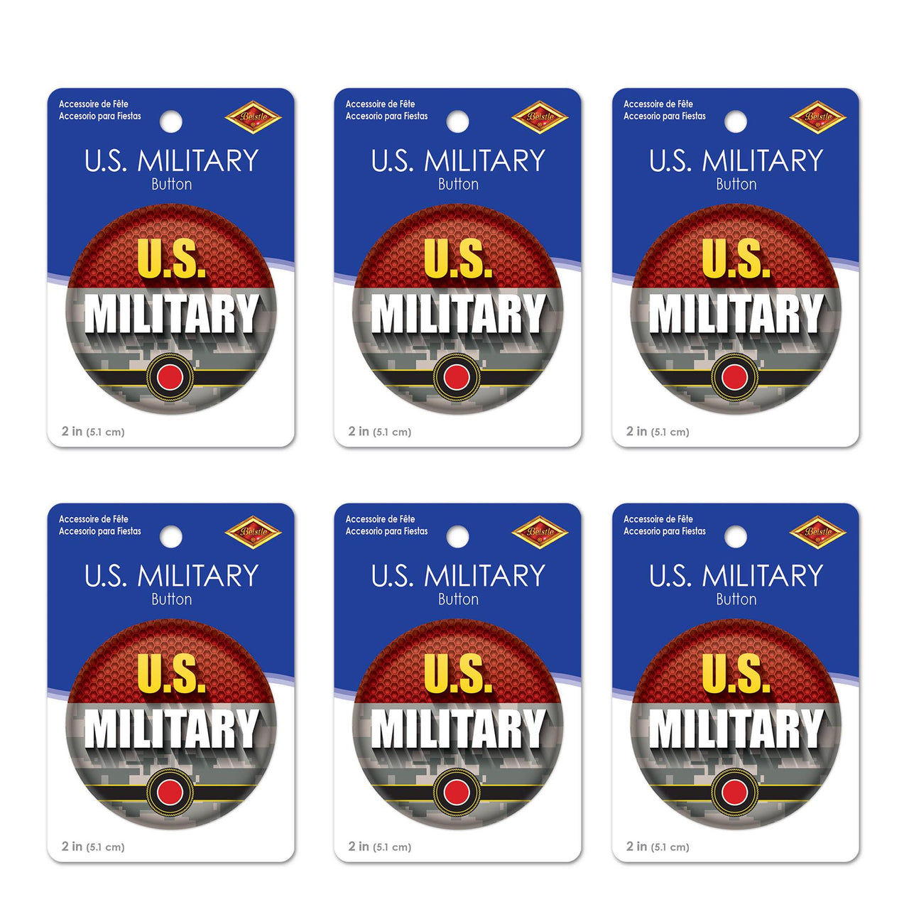 Beistle U.S. Military Button (Case of 6)
