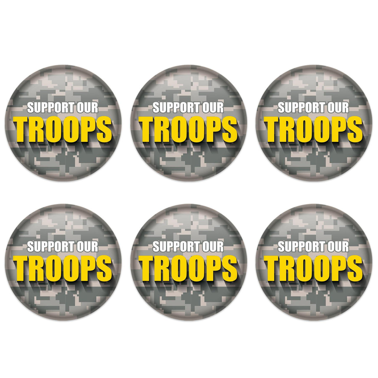 Beistle Support Our Troops Button (Case of 6)