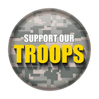 Beistle Support Our Troops Button - Light Camo