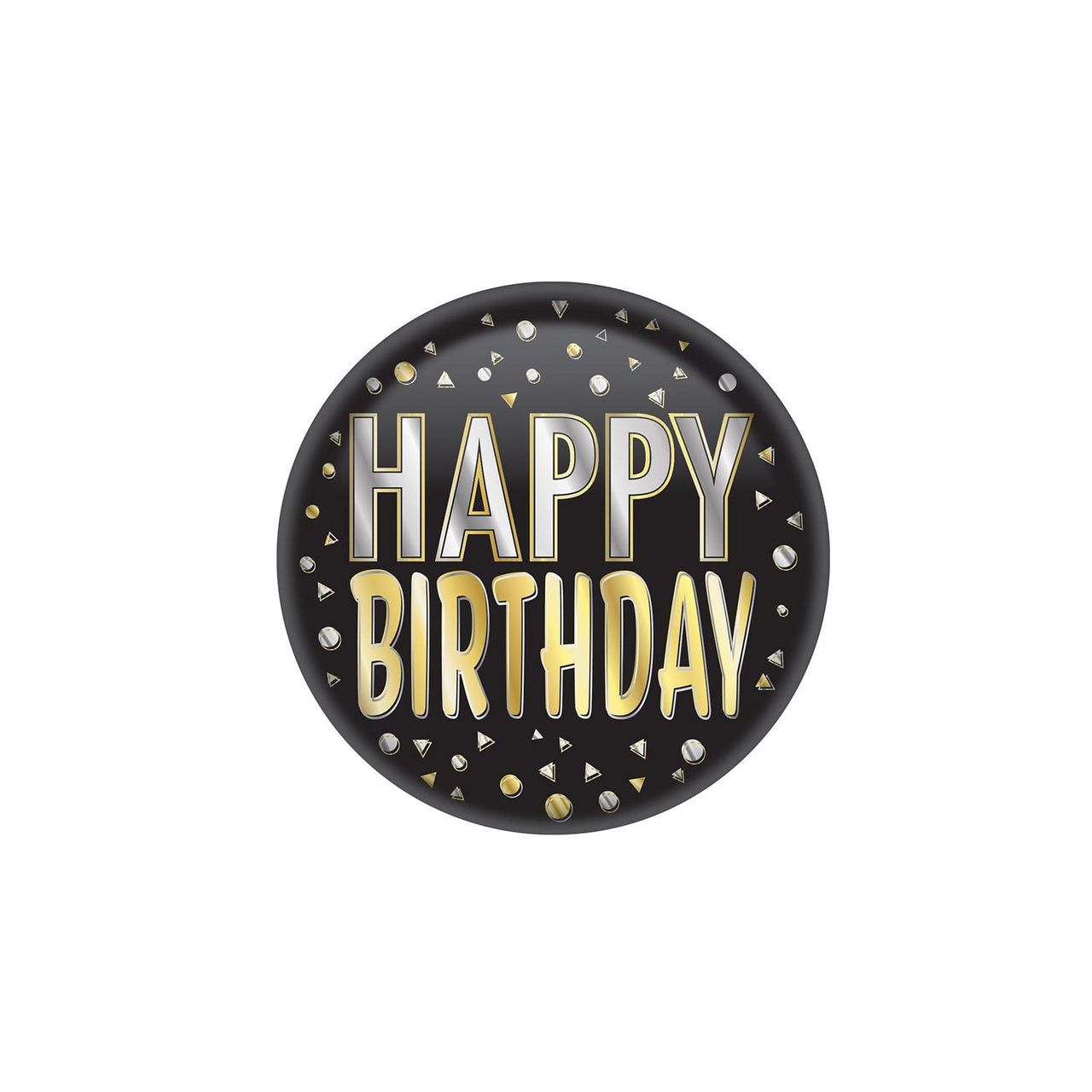 Beistle Happy Birthday Button- Black