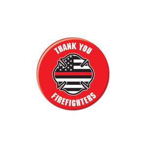 Beistle Thank You Firefighters Button- Red