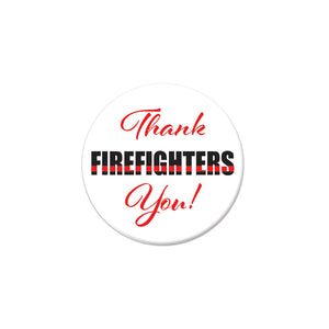Beistle Thank You! Firefighters Button- Red and Black