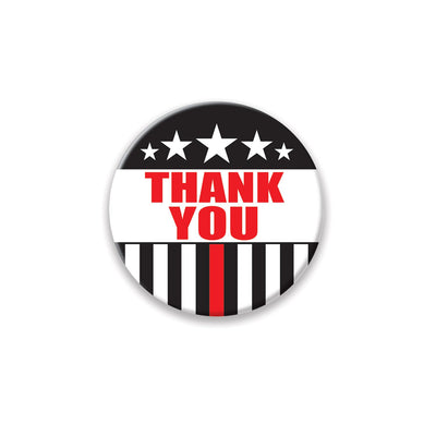 Beistle Thank You Firefighters Button - Stripes and Stars