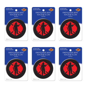 Beistle Firefighter with Maltese Icon Button (Case of 6)