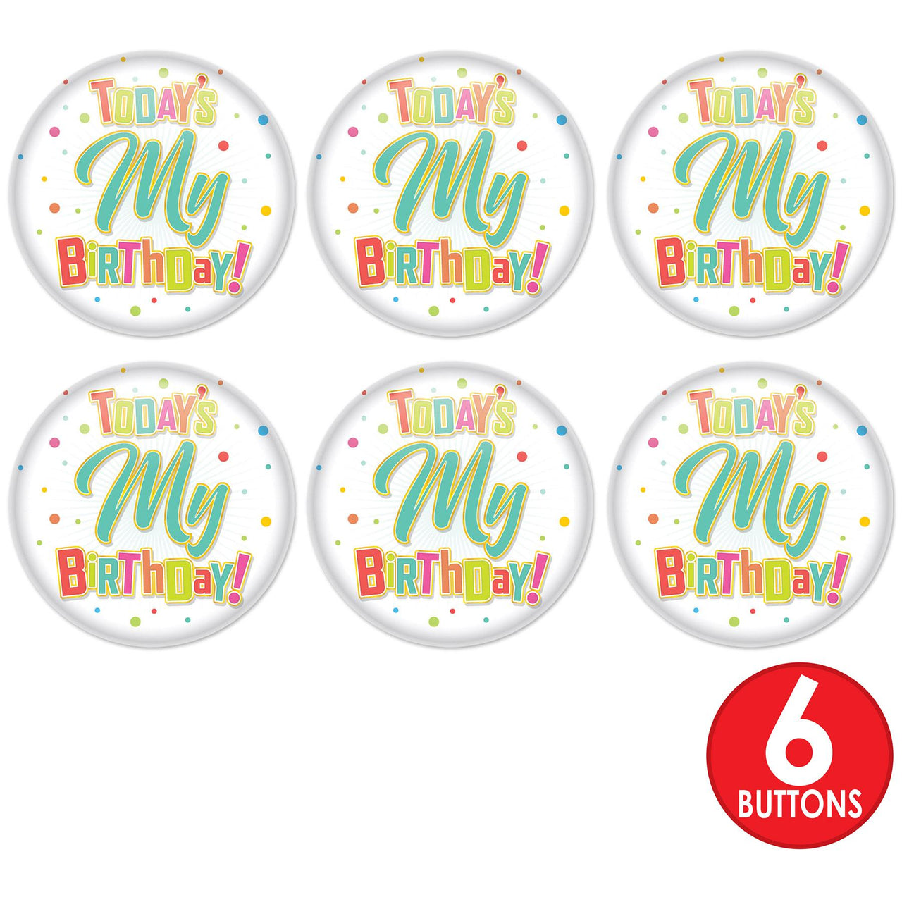 Beistle Today's My Birthday Button (Case of 6)