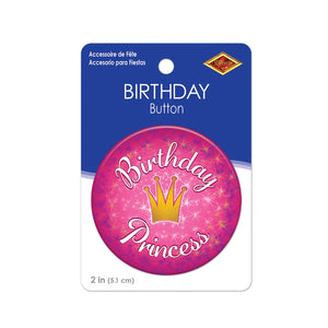 Beistle Birthday Princess Button (Case of 6)