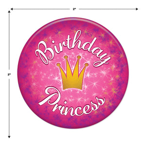 Beistle Birthday Princess Button (Case of 6)