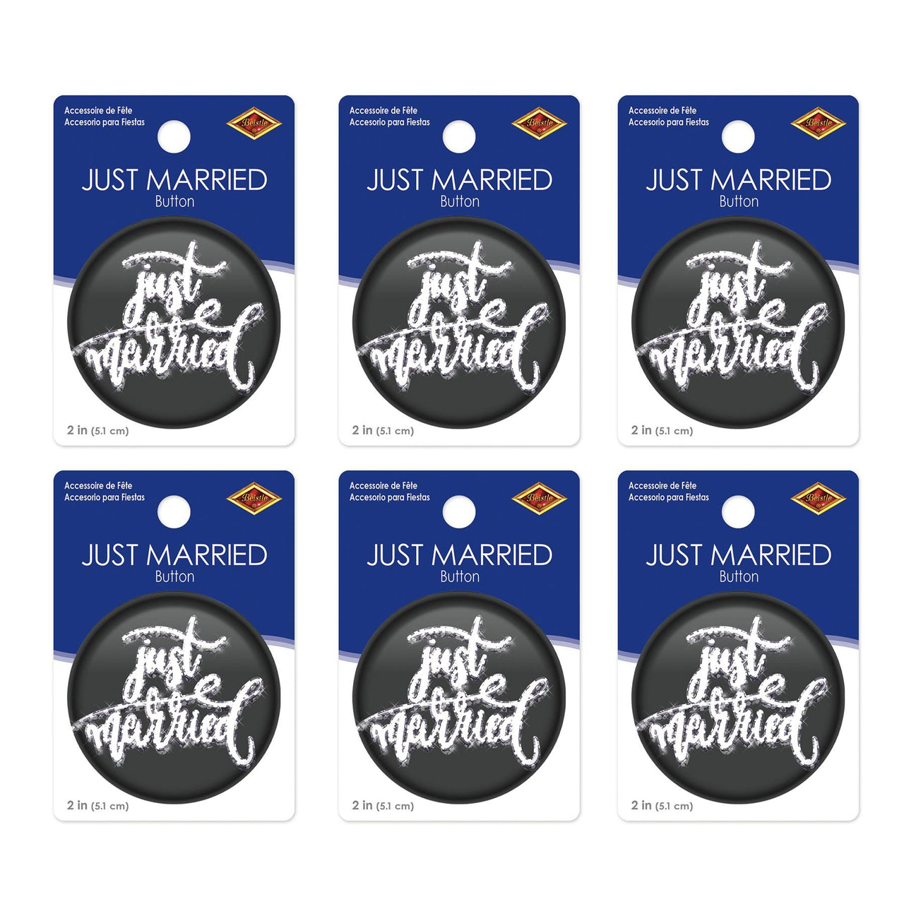 Just Married Button (Case of 6)