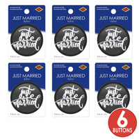 Just Married Button (Case of 6)