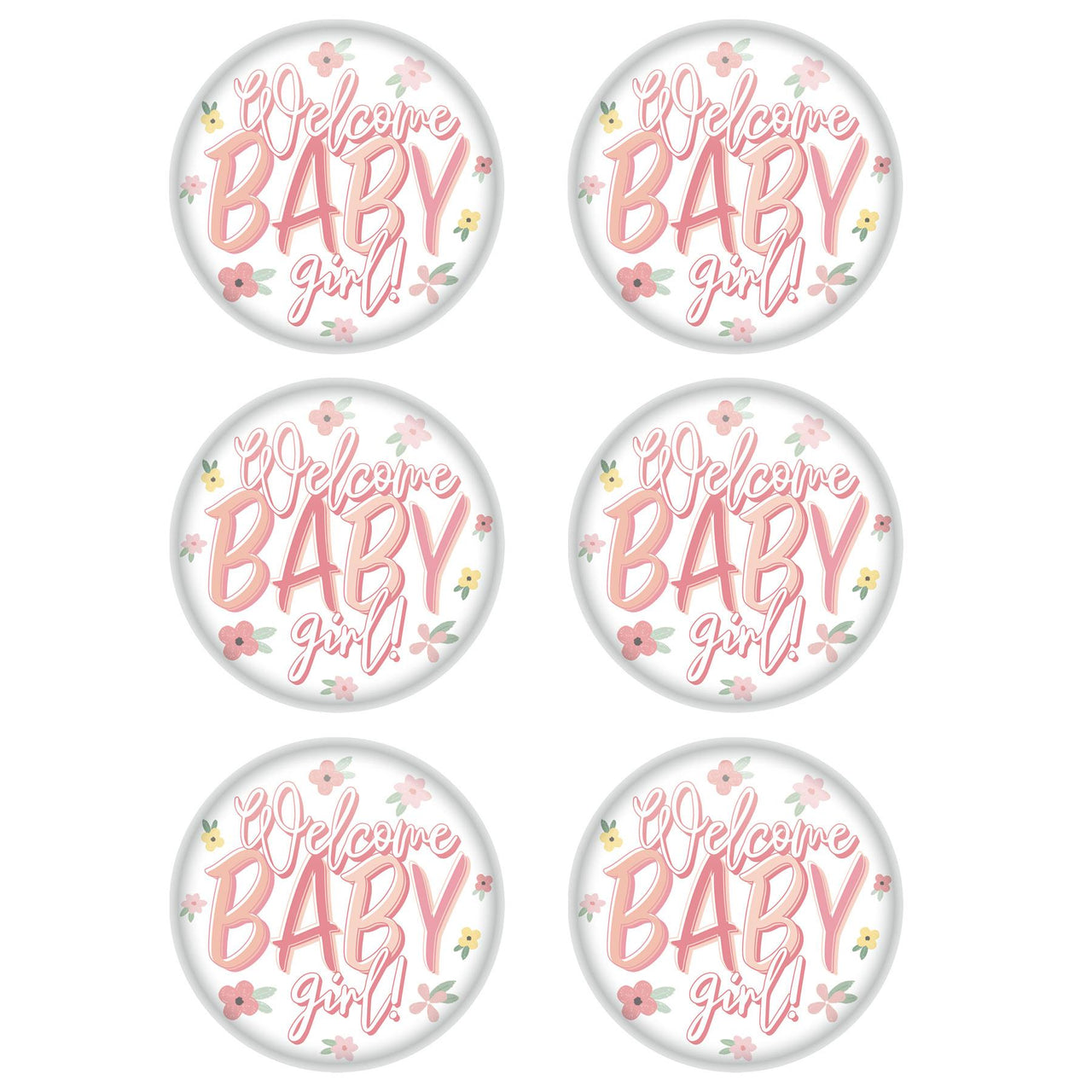 Welcome Baby Girl! Button (Case of 6)