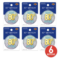 80th Birthday Button (Case of 6)
