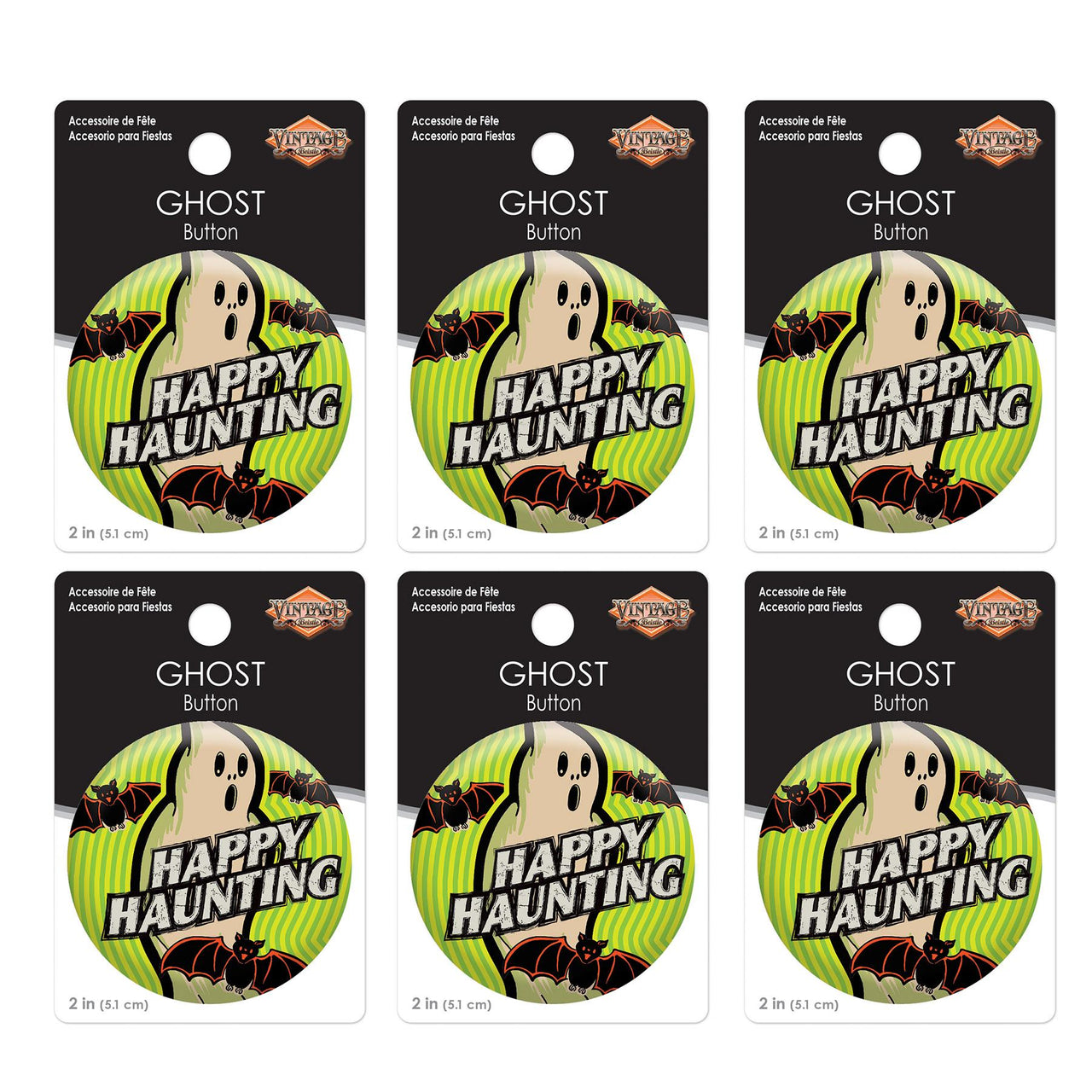 Vintage Halloween Ghost Button (Case of 6)