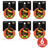 Vintage Halloween Cat Button (Case of 6)