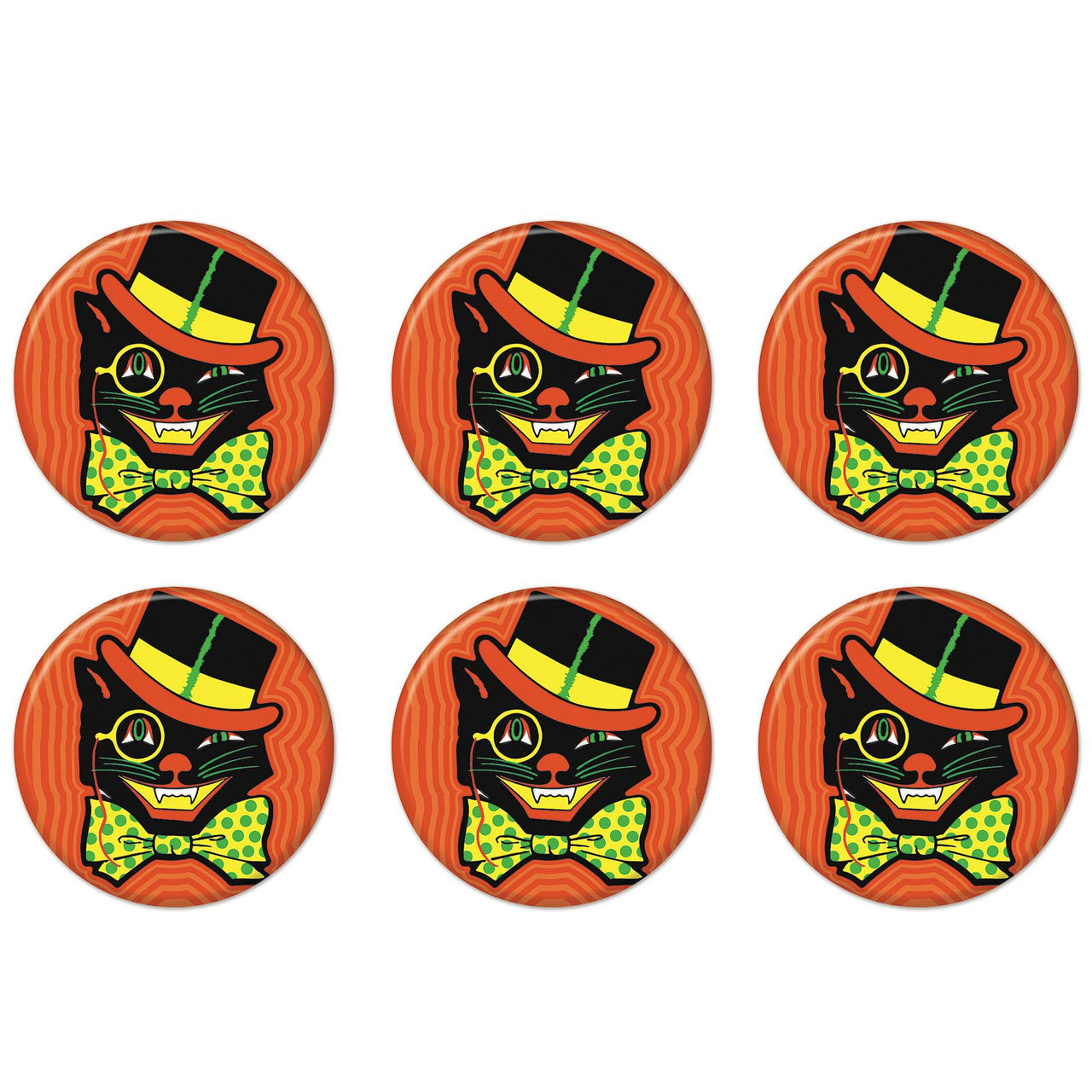 Vintage Halloween Cat Button (Case of 6)