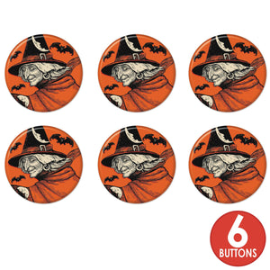 Vintage Halloween Classic Witch Button (Case of 6)