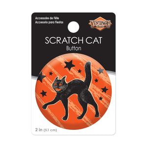 Vintage Halloween Scratch Cat Button (Case of 6)