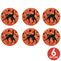 Vintage Halloween Scratch Cat Button (Case of 6)