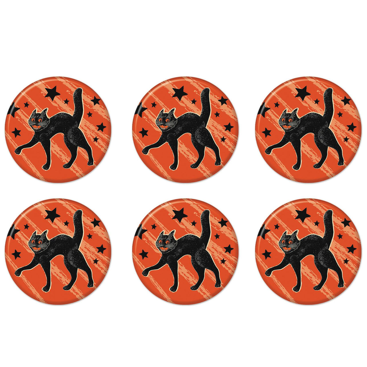 Vintage Halloween Scratch Cat Button (Case of 6)