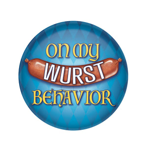 Beistle Oktoberfest On My Wurst Behavior Button