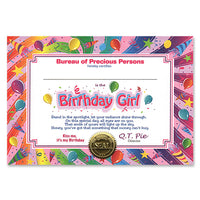 Beistle Birthday Girl Certificate