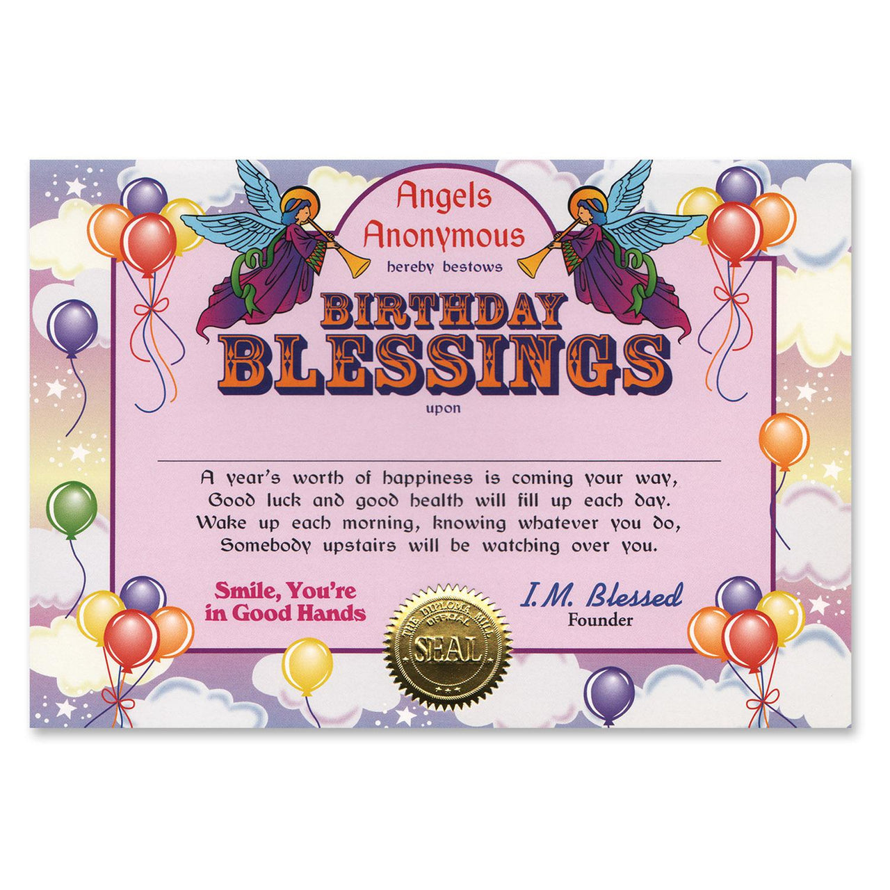 Beistle Birthday Blessings Certificate