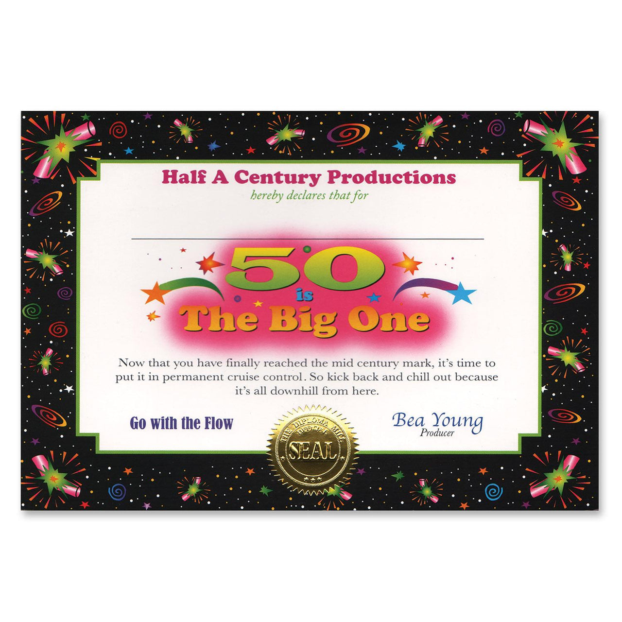 Beistle 50 Is The Big One Certificate