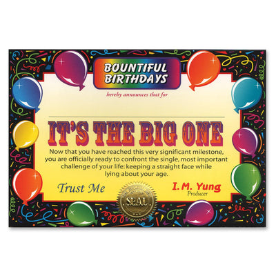 Beistle It's The Big One Certificate