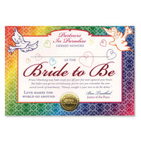 Beistle Bride To Be Certificate