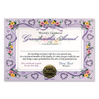 Beistle World's Greatest Grandmother Certificate