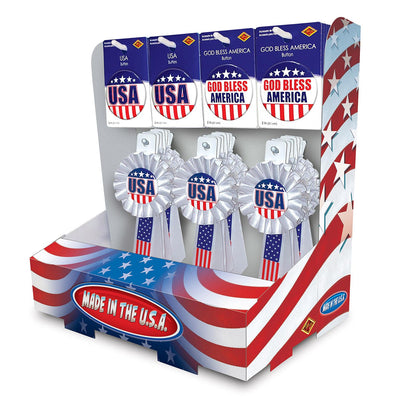 Patriotic God Bless America/USA Counter Display - 54 Pieces