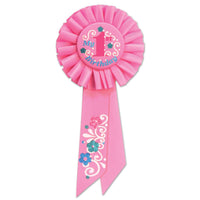 Beistle My 1st Birthday Rosette - pink