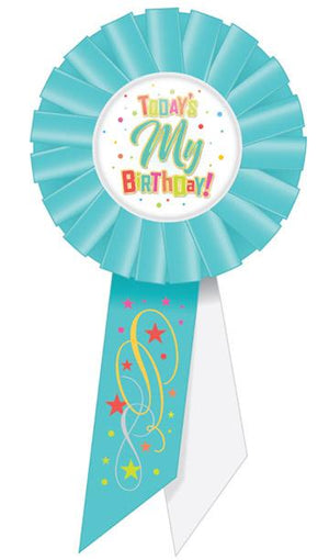 Beistle Today's My Birthday Rosette- Blue and White