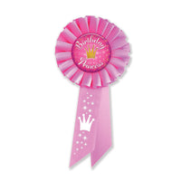 Beistle Birthday Princess Rosette- Dark Pink with Crown
