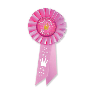 Beistle Birthday Princess Rosette- Dark Pink with Crown