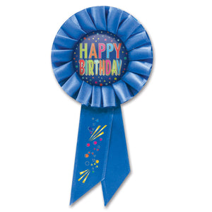 Beistle Happy Birthday Rosette- Blue