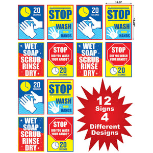 Beistle Stop Scrub Your Hands Paper Wall Signs (Case of 48)