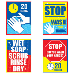 Beistle Stop Scrub Your Hands Paper Wall Signs