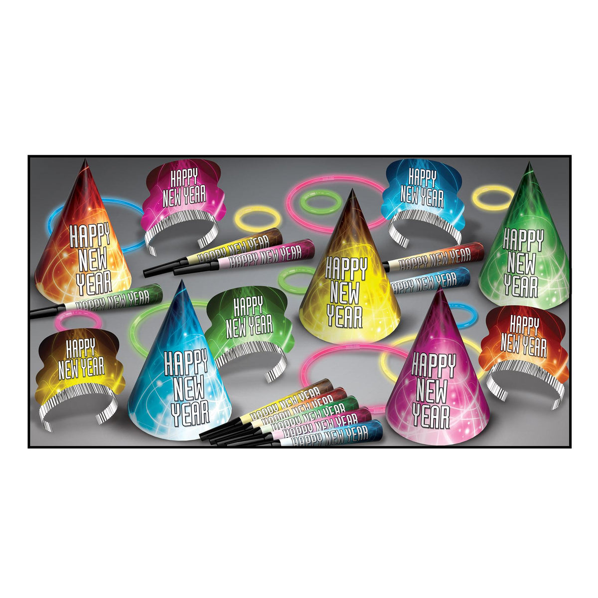 New Year Glow Party Kit for 10 People | Beistle – Bulk Party Supplies